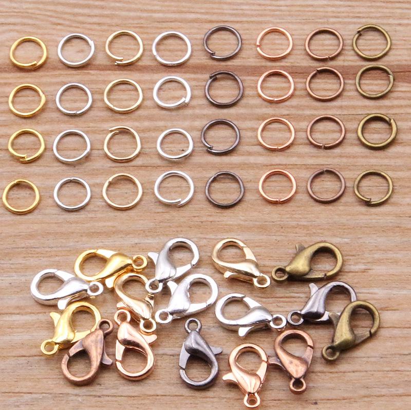

8-Color DIY Jewelry Kit: 200 Jump Rings & 100 Lobster Clasps (300pcs Total)