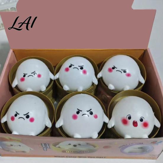 Steamed Bun Squeeze Toy Cartoon with Steamer Stress Relief Dough Gadgets Ball Sensory Fidget Toy Anti-Anxiety Hand