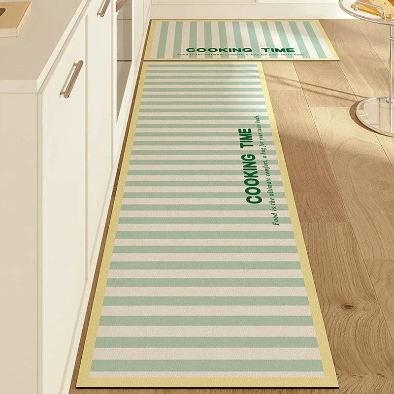 Kitchen Pvc Carpet Leather Waterproof Non-slip Floor Mat Oil-proof Blue White Plaid Home Decoration Rug Vinyl Carpets Flower