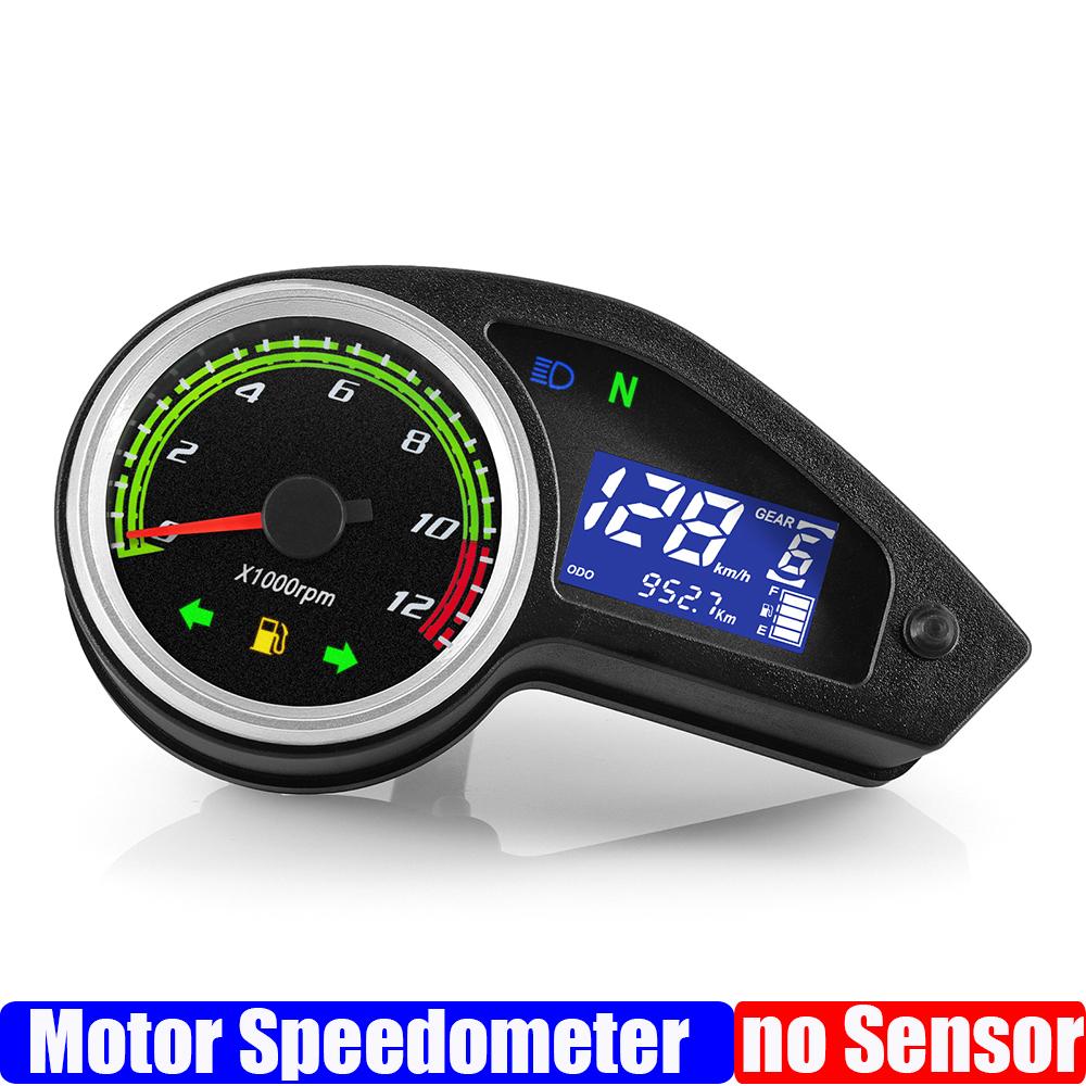 

0~12000 об/мин тахометр ЖК-цифровой прибор одометр приборная панель мотоцикла спидометр сигнализация топлива для универсального двигателя 12 В