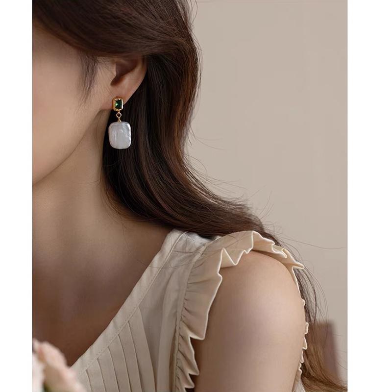 Natural Large Baroque Pearl Earrings For Wemon,Boho Gold Plated Dangle Pearl Earring Jewelry Wife Mom Birthday Gift