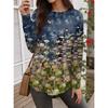 Summer Fashion Women's Flower O-Neck Long Sleeve T-Shirt Y2K Casual Tops Womens Clothing Harajuku Pullover