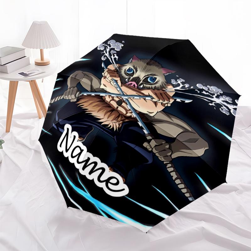 Personalized Name Demon Slayer1 Print Umbrella - Automatic Open/Close, Eight-Rib Durable Frame, Automatic Folding Umbrella