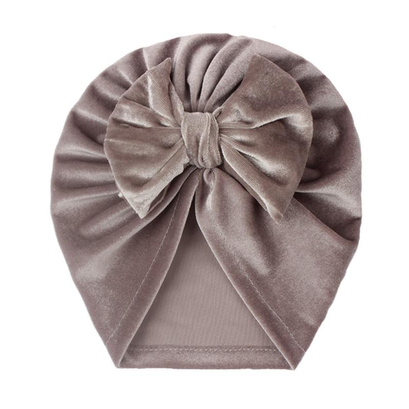 Căciulă termică nouă pentru bebeluși, toamnă și iarnă, căciulă cu fundă pentru copii, căciulă înnodată din catifea aurie, căciulă pentru bebeluși