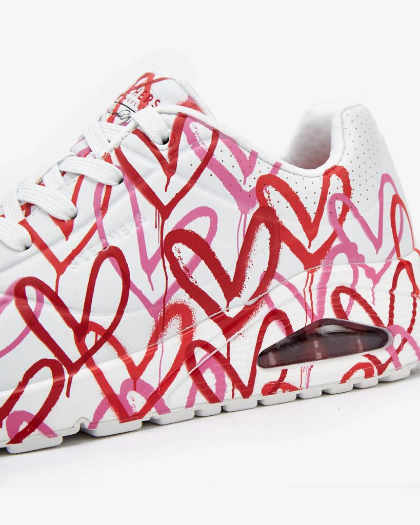 Damen-Sneaker Skechers X Jgoldcrown Uno-Spread The Love Herzchen-Schuhe (155507-WRPK)