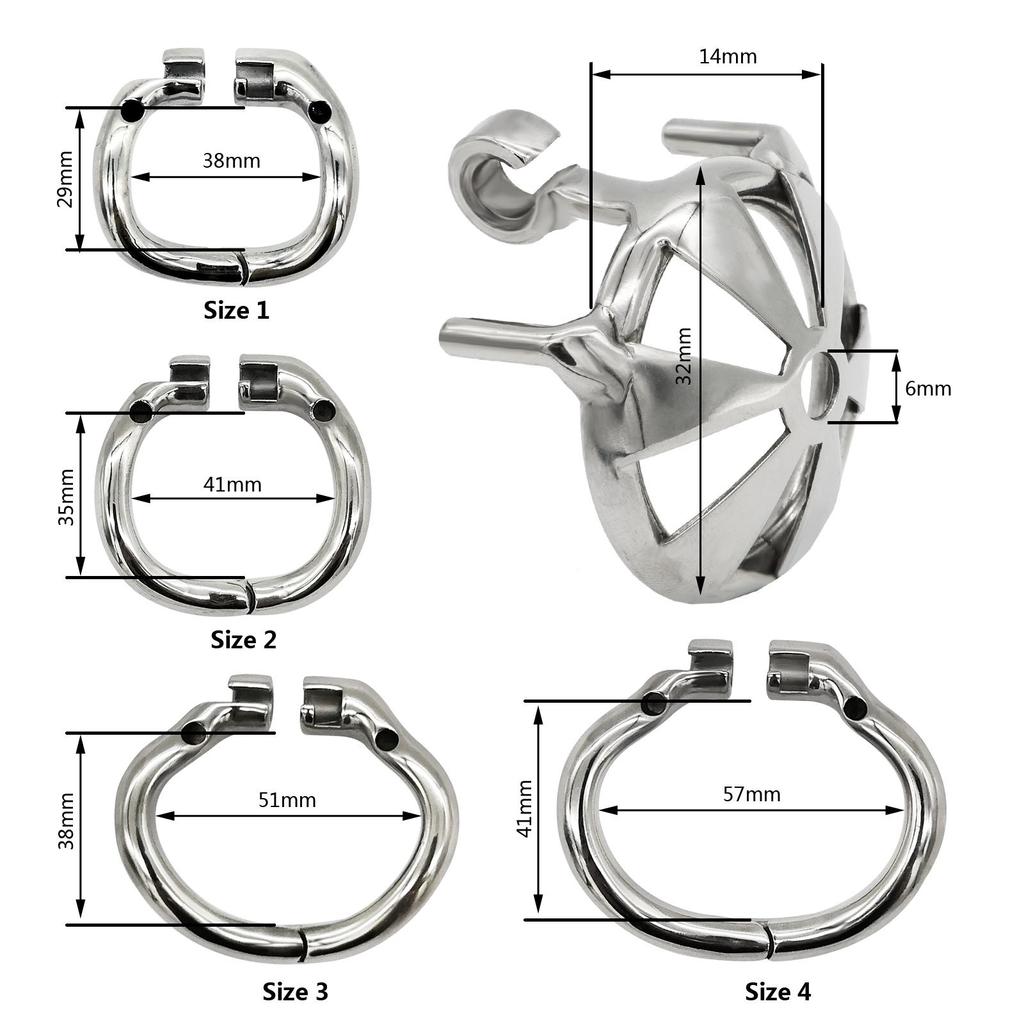 Super Small Stainless Steel Male Chastity Device, Ergonomic Base Ring Cock Cage, Penis Ring Lock, Stealth Lock Chastity Belt M146