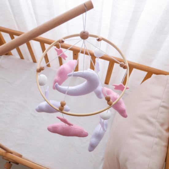 Baby Cloud Mobile for Crib Handmade Felt Nursery Decor with Stars Moon Soft Stroller Hanging Toy Gift for Boys Girls