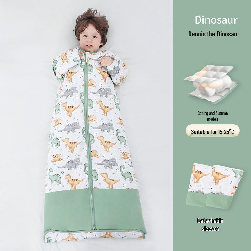 Adjustable Thickened Anti-Kick All-Cotton Baby Sleeping Bag for All Seasons