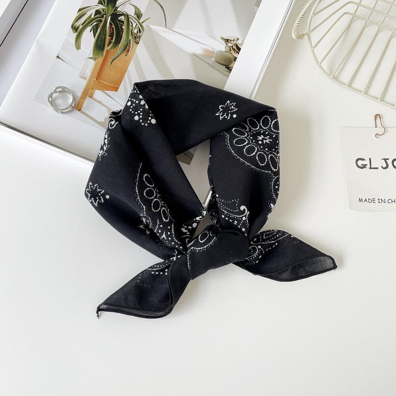 55 Cotton And Linen Headscarf Summer And Autumn Floral Silk Scarf Sweet Versatile Square Scarf Small Scarf Women'S Thin Decorative Silk Scarf