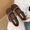 Fashion Cute Mixed Color Satin Velvet Ballet Flats Women Fashion Round Toe Narrow Buckle Mary Jane Shoes for Women Comfort Casual Shoes