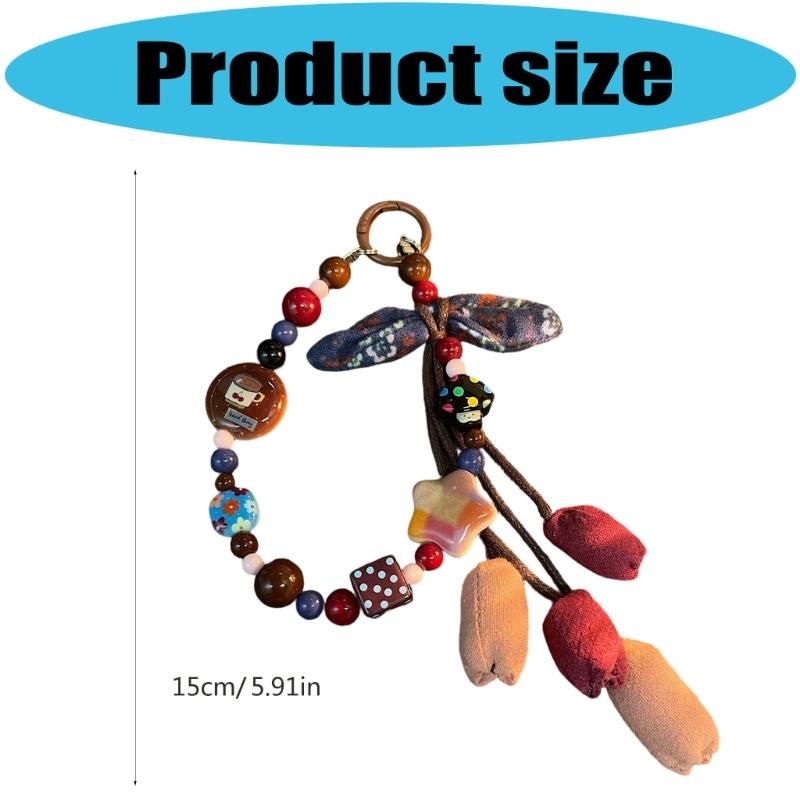 Stilvoller Handbemalter Ombre Stern Stoff Blume Schlüsselanhänger Stabiles PVC-Seil Unisex Schlüsselanhänger Taschenzubehör