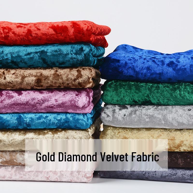 Gold Diamond Snowflake Plush Fabric: Elastic Ice Flower Polyester Spandex Knit Velvet for Cushion Covers & Sofas Weft Knitted (96% Polyester 4% Spandex) Bulk