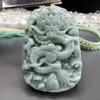 [Stone Street] Excellent color, genuine jadeite, ascending dragon carving pendant, cotton cord necklace, dragon soaring through the four seas,