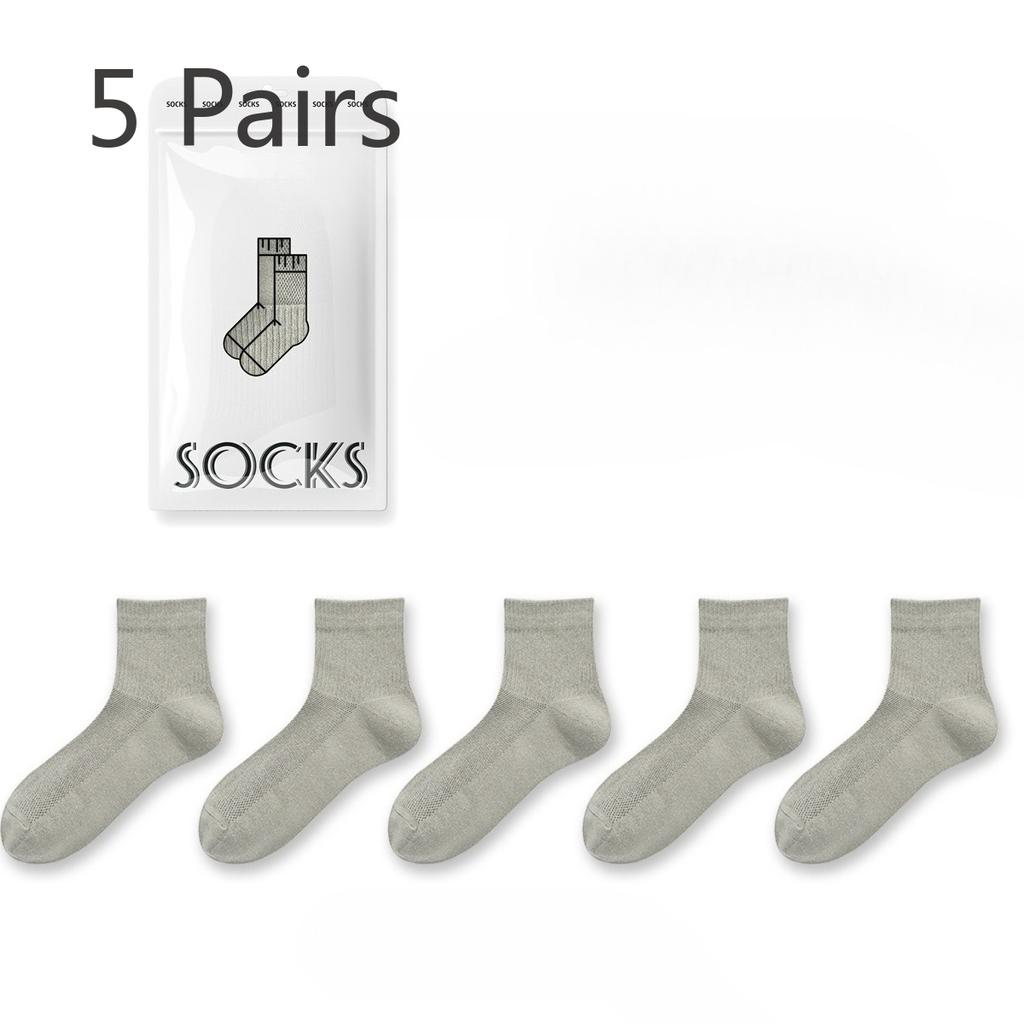 5 Pairs of Men's Summer Thin Cotton 7A Antiseptic Deodorant Mesh Wicking Sports Socks