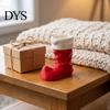 Miniature Stocking Display 3D Printed Christmas Ornament, Red and White Seasonal Shelf Ornament Desktop Decoration for Holiday Home Mantelpiece