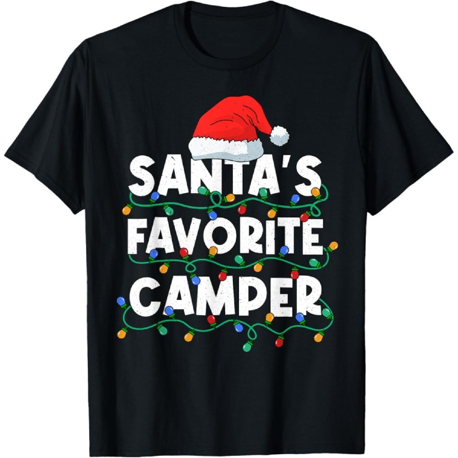 Christmas In July Santas Favorite Camper Camping Lover Funny T-Shirt S
