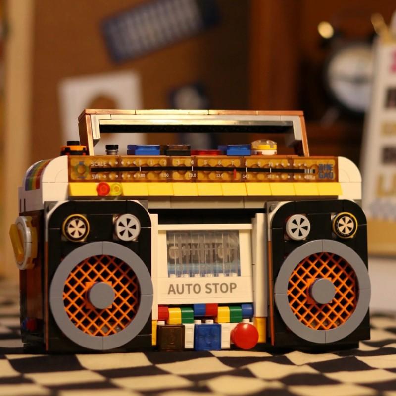 Retro coffee machine telephone camera model mini particle puzzle assembled building blocks decoration