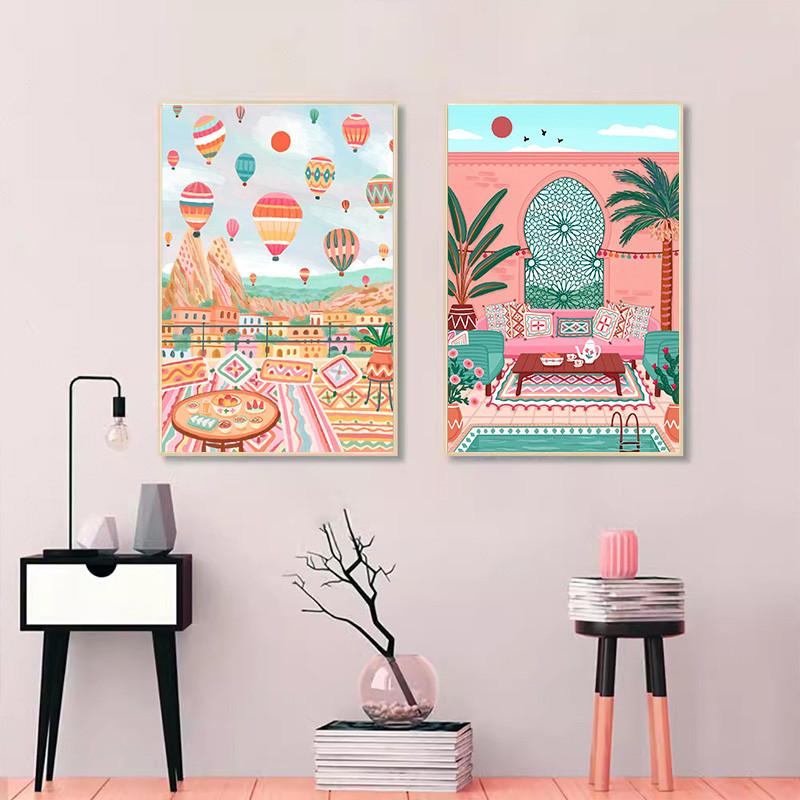 Nordisch Marokko Marrakesch Kappadokien India Gate Reise Stadt Poster Landschaft Leinwand Wandkunst für Wohnzimmer Heimdekoration