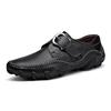Fashion Fashion Metal Buckle Genuine Leather Loafers Men Brand Luxury Shoes Brown Moccasin Mens Flat Non-Slip Driving Shoes Slip-On Shoe