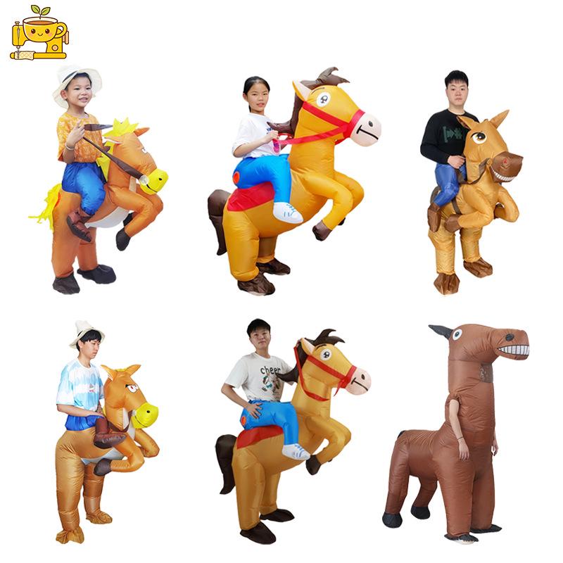 Disfraz Inflable de Caballo de Jazz con Silla de Montar Roja - Perfecto para Halloween y Actuaciones en Escenario