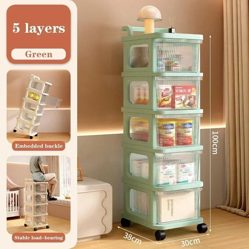Transparent Trolley Drawer-Type Multifunction Acrylic Snack Toy Organizer Cabinet Multi-Layer Simple Cart Drawer Storage Shelves