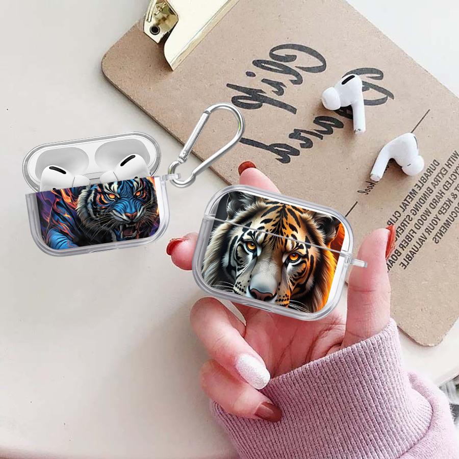 Clear Earphone Cases Cover Case For Airpods Pro3 Pro2 3 1 Pro 4 2 Fire Tiger Design
