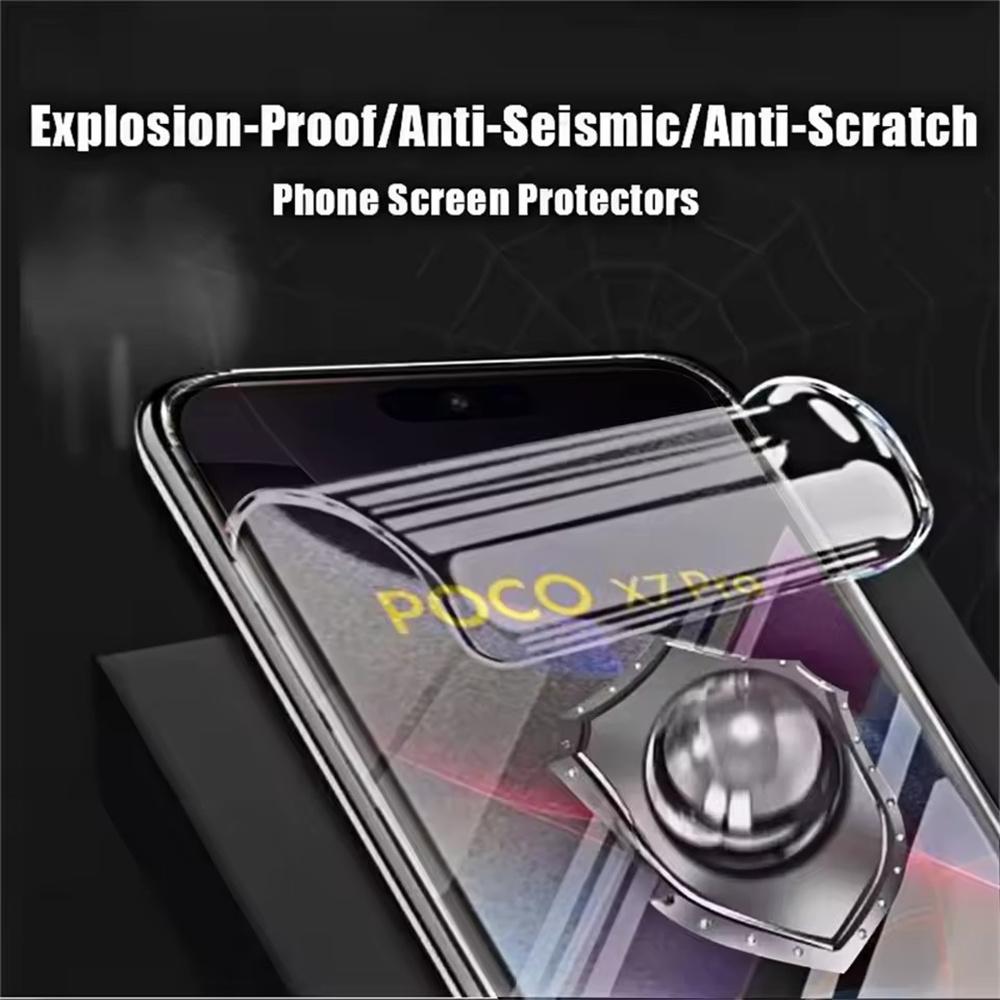 5 ks Hydrogelová fólie Pro POCO X7 X6 X5 Pro X4 X3 NFC C75 C65 Průhledný chránič obrazovky Pro POCO F8 F7 F6 F5 M6 Pro 5G Ne sklo Měkká fólie