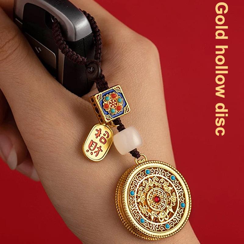 Chinese Vintage Car High-Grade Keychain Gold Bag Pendant Delicate Feature Hand-Woven Diy Charm Boyfriend Gift