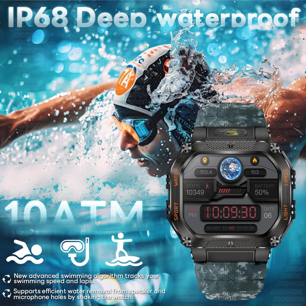 New 100+Sport Mode SmartWatch Men Health Monitoring High Brightness Flashlight 30 Meter Depth Waterproof Smart Watch Men