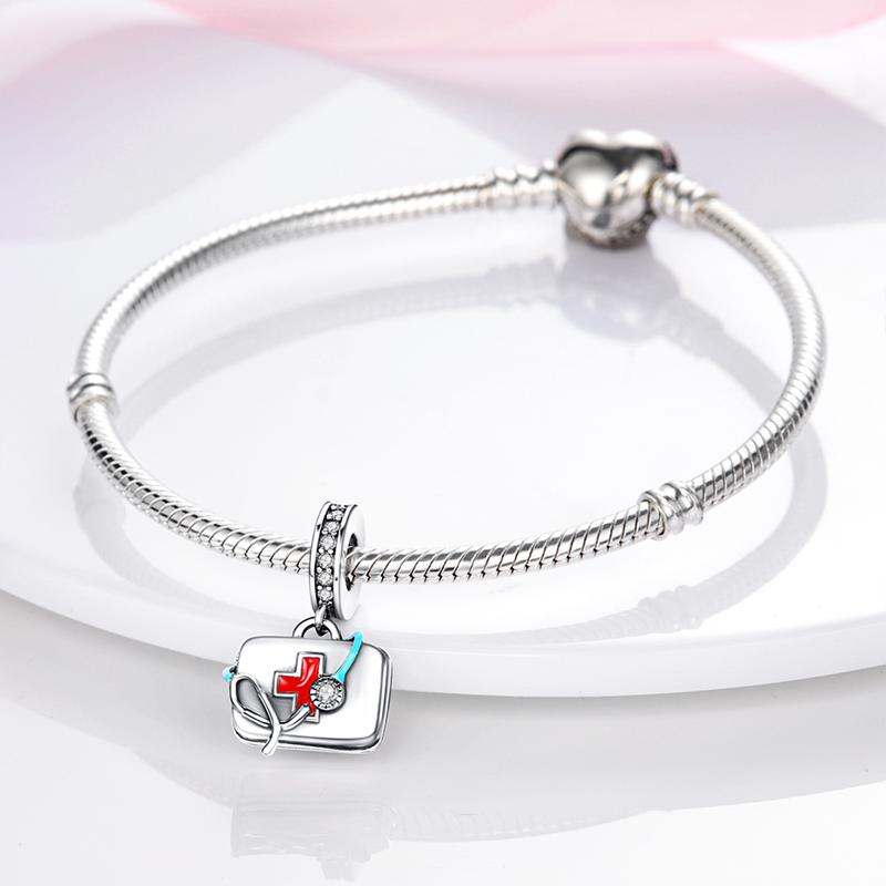 Charm Bead Charms Plata Creative First Aid Kit Stethoscope Pendants Compatible With Authentic Bracelets Charm Bead Charms Ideal For Women Jewellery Ma