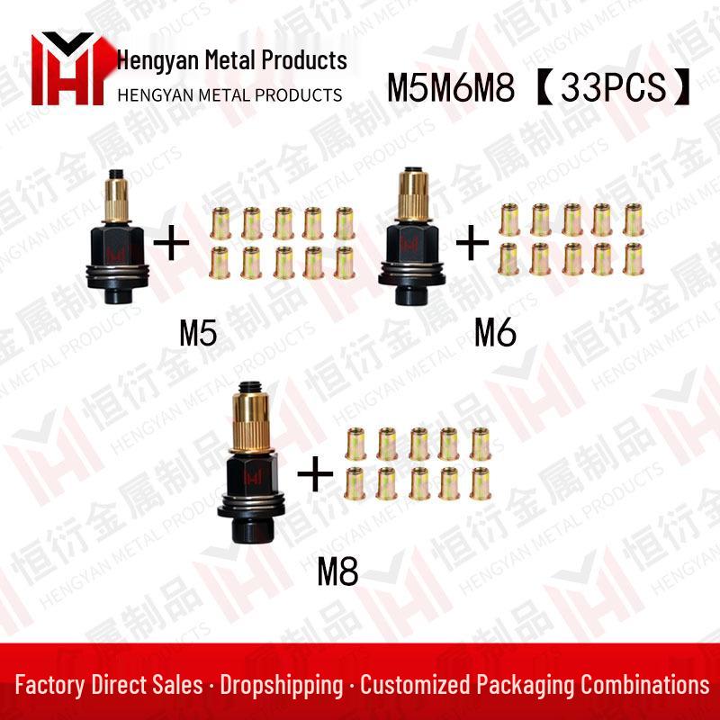 Manual Rivet Nut Tool with Interchangeable Heads M3-M12
