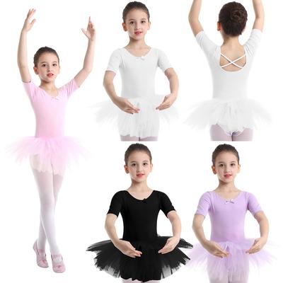 Ballet Dress Kids Half Sleeves Cotton Dance Ballet Tutu Dress Leotard Girl Gymnastics Dancewear Ballerina Party Costumes