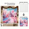 Piece Set High Definition Digital Printed Curtainspink Candy Castle Fantasy Colorful Cartoon Stylehome Decoration Style Curtains Made Of Polyester