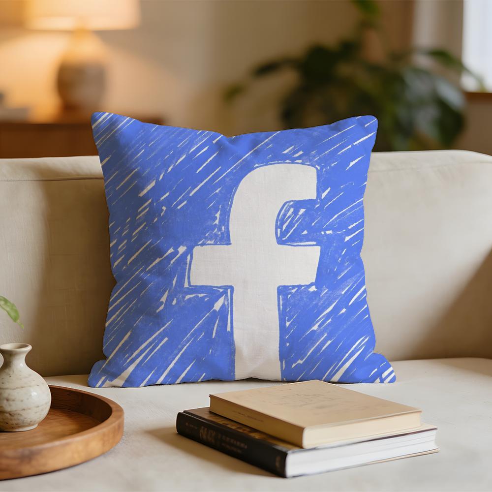 Fashion Logo FFacebook Anime Cushion Cover Short plush pillowcase for bed sofa carwashable