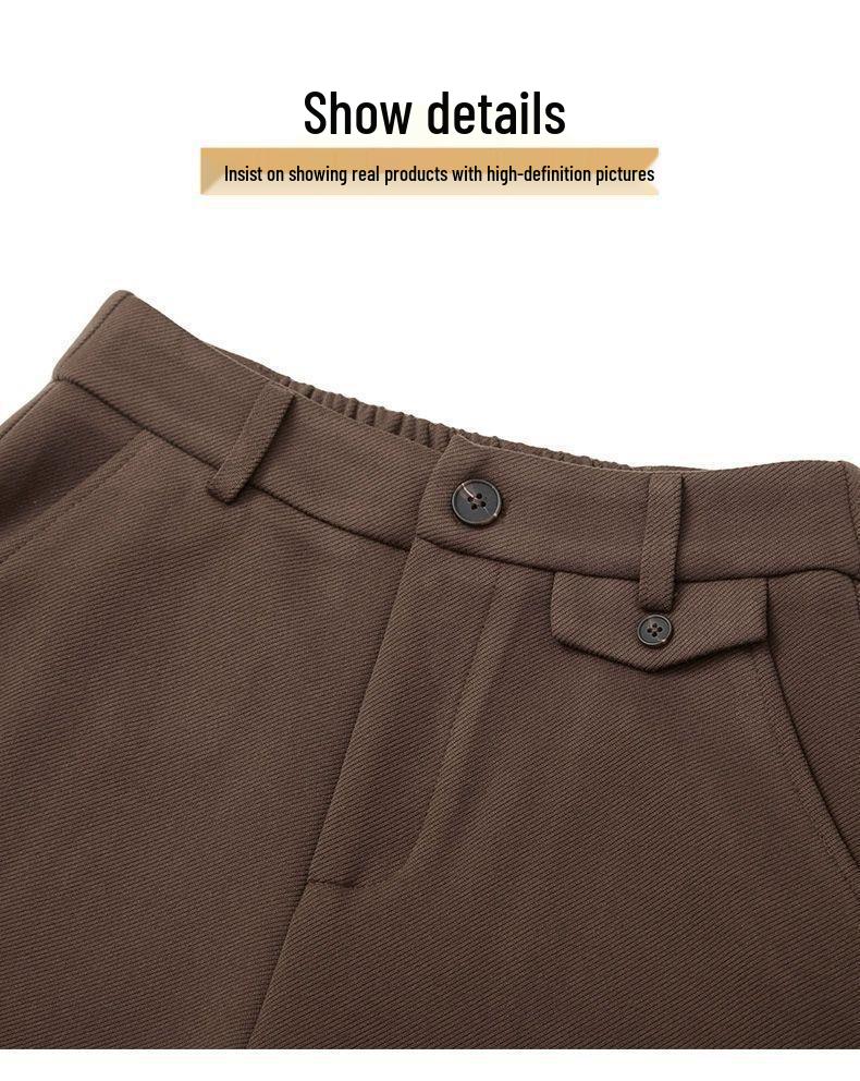 2025 Autumn/Winter High-Waisted Slimming Woolen Wide-Leg Cropped Pants