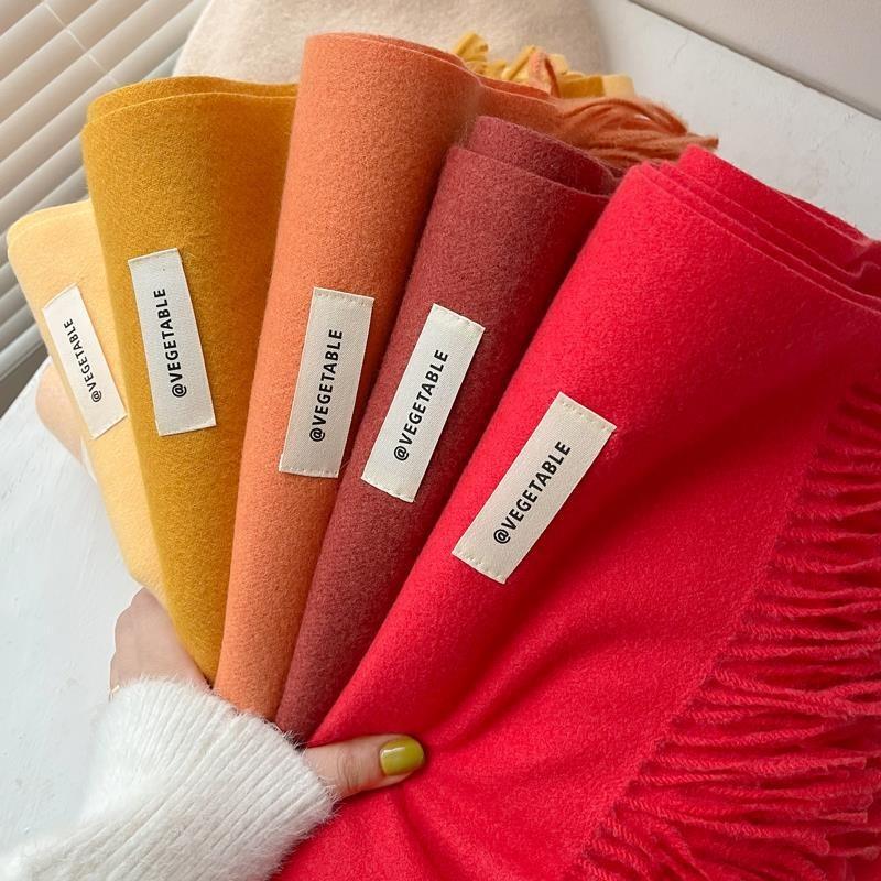 New imitation cashmere scarf women's autumn and winter versatile solid color khaki warm scarf shawl men