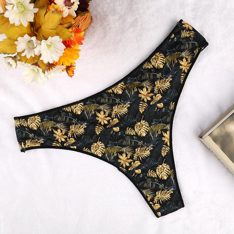 Patterned T-back panties Seamless invisible breathable briefs Low-rise women's knickers Thong underwear