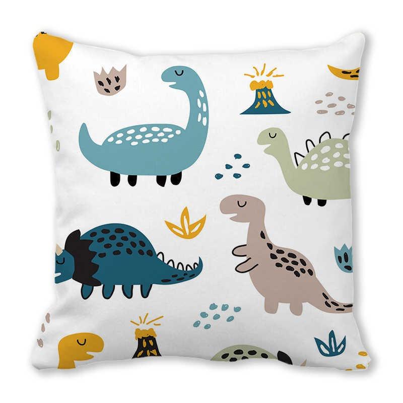 Office Sofa Car Cushion Cover Luxury Home Decoration Pillow Cover Cute Cartoon Little Dinosaur Animal Pattern