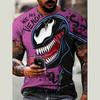 3D Printed Marvel Venom T-shirt Summer Round Neck Top T-shirt Men's Casual Fashion Short Sleeved Clothing Trendy Streetwear