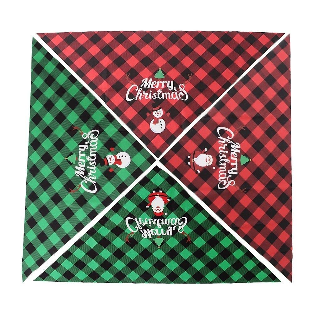 Pet Supplies Red Green Grid Christmas Dog Scarf Santa Claus Snowman Triangle Bandana Adjustable Pet Triangle Scarf Home Decor