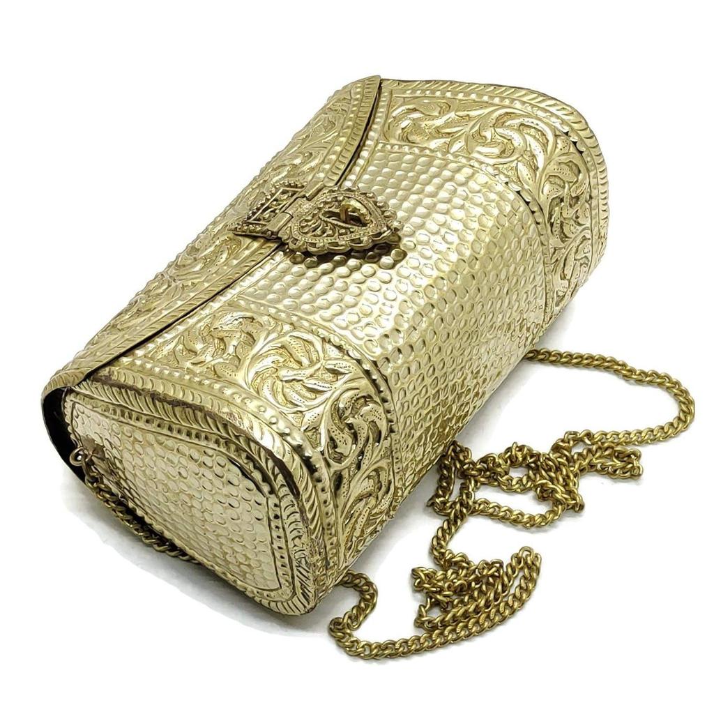 Women Gift Bridal Bag Brass Metal Clutch Sling Bag Indian Ethnic Antique Clutch