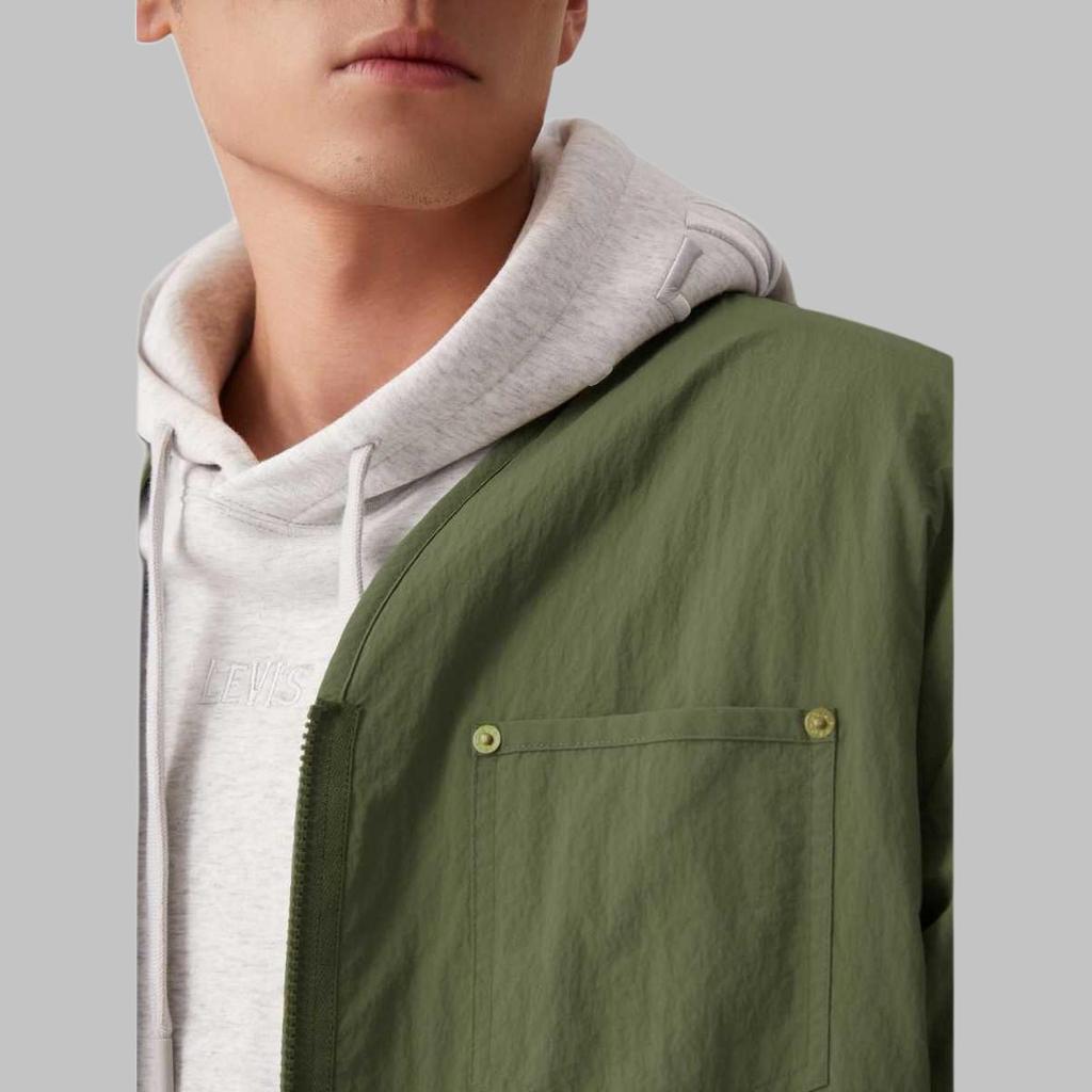 Levis Loose Faux Shearling Reversible Long Sleeve Jacket Men Jackets Green 002PX-0001