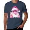 Retro Santa Peace Sign Leopard Hat Bubblegum Christmas Tshirt Casual Loose Fit Short Sleeve Tshirt