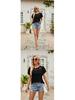 European and American Women's Solid Color Mesh Ruffle Short Sleeve T-shirt