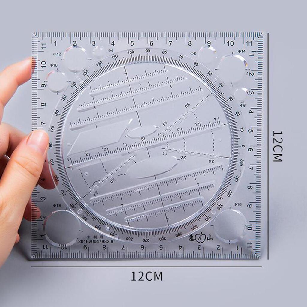 Versatile Geometric Round Drawing Ruler Table for Drafting Student Template Measuring