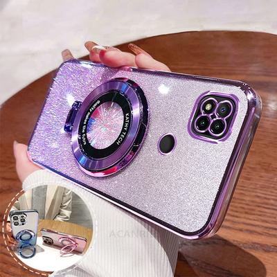 Redmi9c Glitter Plating Holder Silicone Case For Xiaomi Redmi 9c 9 9a 10 10a 10c 12 12c 13 13c 14c A1 A2 A3 Stand Cover Redmi10a