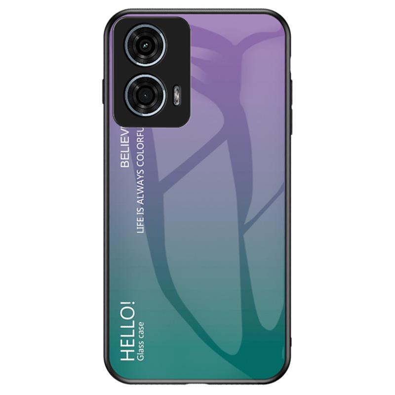 

For Motorola Moto G24 Power Case Anti-Scratch Tempered Glass Back Cell Phone Cover Gradient Purple