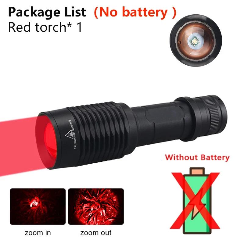 LED Tactical Hunting Torch Flashlight White/Red/Green Flashlight Waterproof Outdoor Lighting with Switch USB Rechargeable Lamp