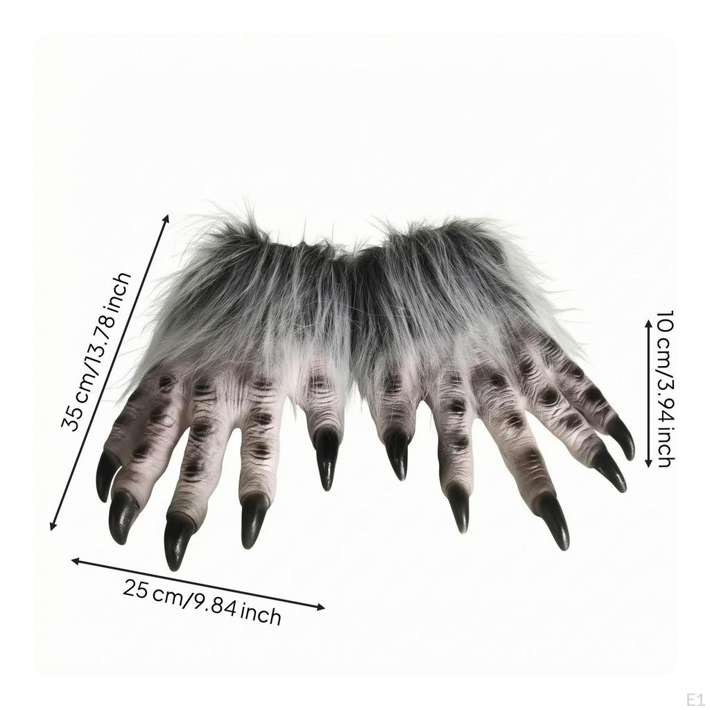 Talon Hand Covers with Gauntlets Plush Wolf Paw Gloves Soft for Costume Parties