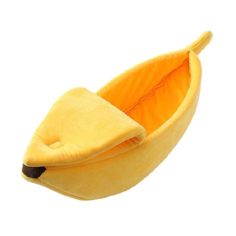 Warm Cat Cave Bed for Indoor Cat Cartoon Banana Hideaway Beds Soft Tent House